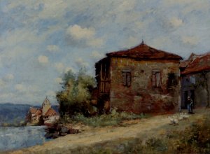 La Depart De La Gardeuse D'Oies by Paul-Desire Trouillebert Oil Painting