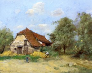 La Faucher Pras De La Ferme by Paul-Desire Trouillebert Oil Painting