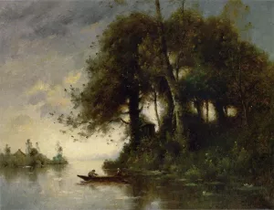 Landscape at the Water's Edge by Paul-Desire Trouillebert Oil Painting
