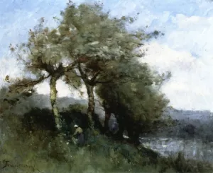 Landscape with Woman by Paul-Desire Trouillebert Oil Painting