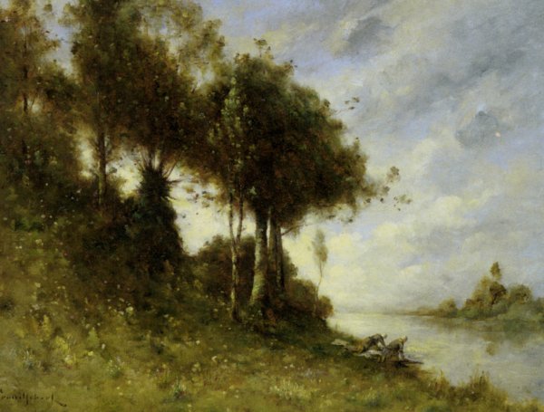 Main Product Photo of Laveuses au Bord de la Riviere Painting by Paul-Desire Trouillebert