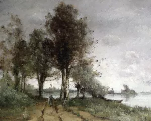 Path on the Banks of the Seine by Paul-Desire Trouillebert Oil Painting
