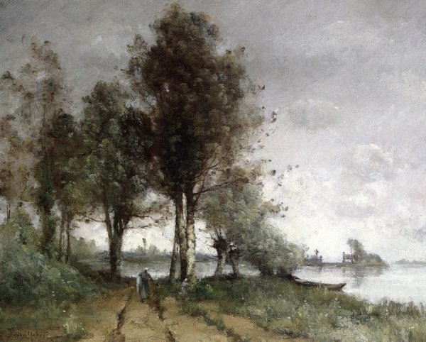 Main Product Photo of Path on the Banks of the Seine Painting by Paul-Desire Trouillebert
