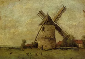 Paysage avec un Moulin by Paul-Desire Trouillebert - Oil Painting Reproduction