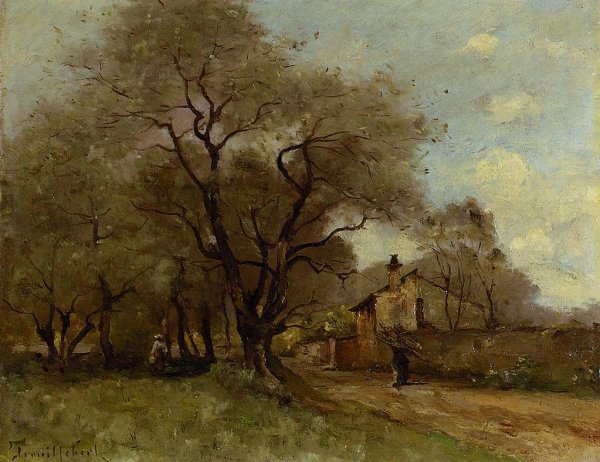 Main Product Photo of Road on the Edge of a Village Painting by Paul-Desire Trouillebert
