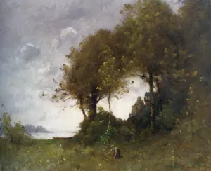 Woman Picking Flowers Oil painting by Paul-Desire Trouillebert