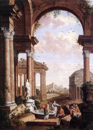 Landscape with Roman Ruins by Paul De Cock - Oil Painting Reproduction