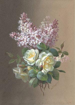 Roses and Lilacs by Paul De Longpre Oil Painting