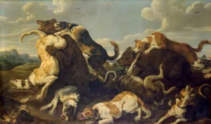 Bear Hunt by Paul De Vos - Oil Painting Reproduction