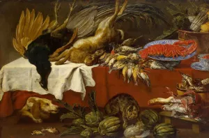 Still-Life with Dead Game and Lobster by Paul De Vos Oil Painting