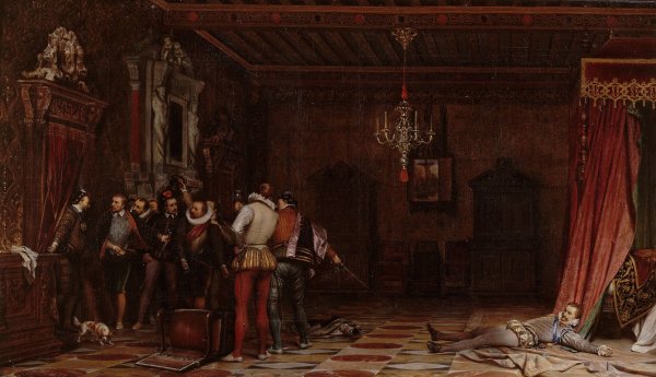 L'assassinat du duc de Guise au chateau de Blois en 1588  by Paul Delaroche - Hand-Painted Oil Painting Reproduction