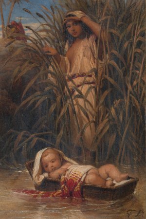 Mozes in het biezenkistje by Paul Delaroche Oil Painting