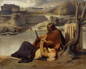 Resting on the Banks of the Tiber by Paul Delaroche Oil Painting