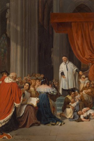 Saint Vincent de Paul Preaching to the Court of Louis XIII on Behalf of the Abandoned Children by Paul Delaroche Oil Painting