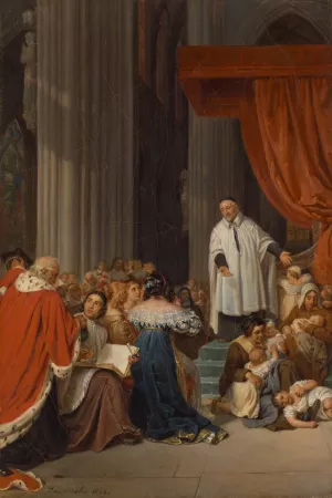 Saint Vincent de Paul Preaching to the Court of Louis XIII on Behalf of the Abandoned Children by Paul Delaroche Oil Painting