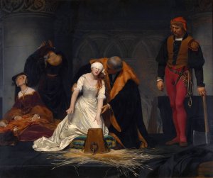 The execution of Lady Jane Grey in the Tower of London in the year 1554 by Paul Delaroche Oil Painting