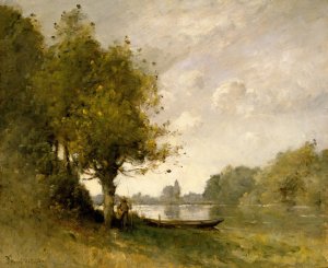 A Pond near Nangis by Paul Desire Trouillebert Oil Painting