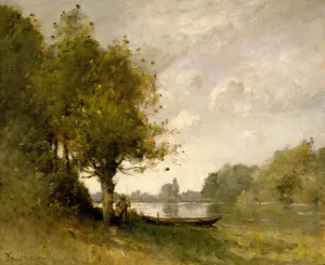 A Pond near Nangis by Paul Desire Trouillebert Oil Painting