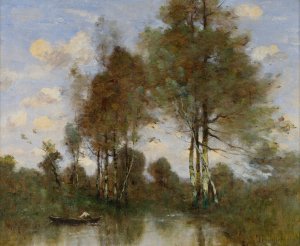 Boatman On A River by Paul Desire Trouillebert Oil Painting