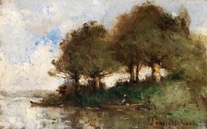 Flussufer by Paul Desire Trouillebert Oil Painting