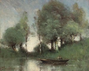 Le Passeur Sur L'etang by Paul Desire Trouillebert Oil Painting