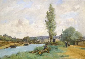 Le Pont De Landernau, Finistere by Paul Desire Trouillebert Oil Painting