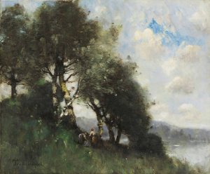 Les Fagoteuses Au Bord De L'eau by Paul Desire Trouillebert Oil Painting