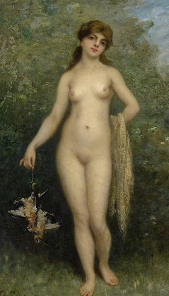 Main Product Photo of Nu Aux Oiseaux Painting by Paul Desire Trouillebert