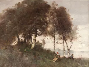 Paysage aux lavandieres Oil painting by Paul Desire Trouillebert