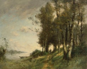 Paysanne au bord de l'eau by Paul Desire Trouillebert Oil Painting