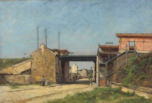 Relevement Du Chemin De Fer De Ceinture, Station Du Bel Air Et Rue Montempoivre by Paul Desire Trouillebert Oil Painting
