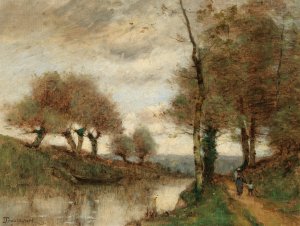Returning Home along the River by Paul Desire Trouillebert Oil Painting