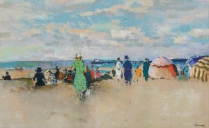 Scene De Plage, Trouville by Paul-Elie Gernez Oil Painting