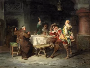 Celebration in Wine Cellar by Paul Emanuel Gaisser - Oil Painting Reproduction