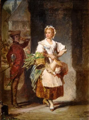 The Beautiful Market Girl by Paul Emanuel Gaisser - Oil Painting Reproduction