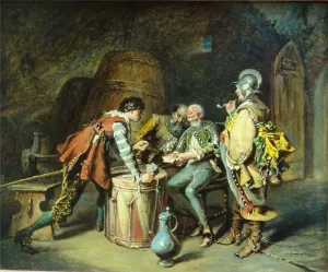 The Card Game by Paul Emanuel Gaisser - Oil Painting Reproduction