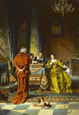 The Chess Game by Paul Emanuel Gaisser - Oil Painting Reproduction