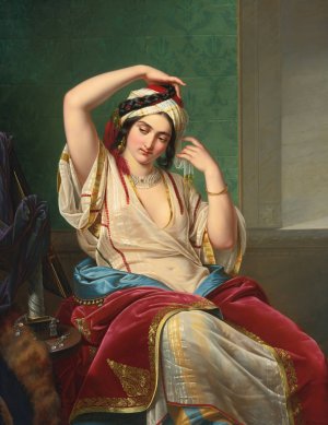 A Harem Beauty At Her Toilette by Paul Emil Jacobs Oil Painting