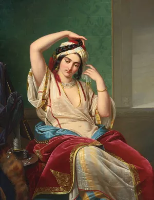 A Harem Beauty At Her Toilette by Paul Emil Jacobs Oil Painting