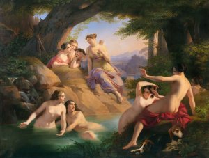 Diana and her Nymphs Bathing by Paul Emil Jacobs Oil Painting