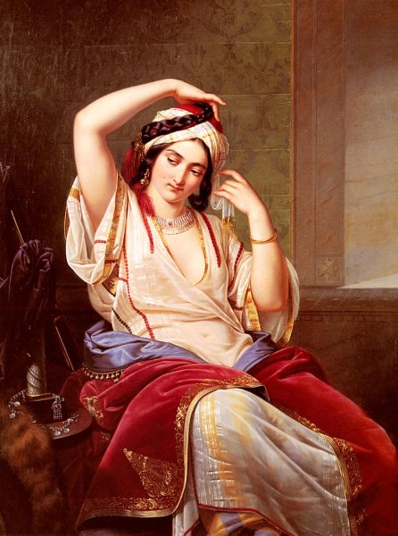 A Harem Beauty At Her Toilette by Paul Emil Jakobs - Hand-Painted Oil Painting Reproduction