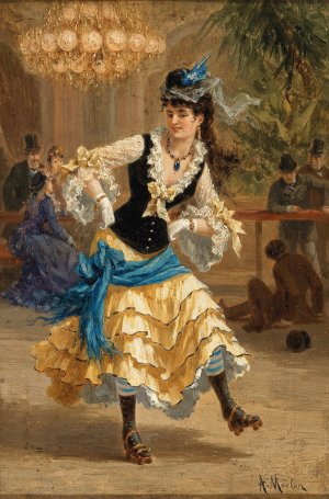Junge Pariserin auf der Rollschuhbahn by Paul Emile Antony Morlon Oil Painting