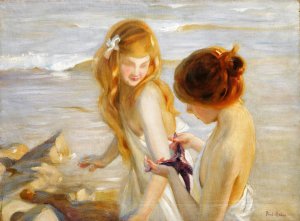Two Young Girls with a Starfish