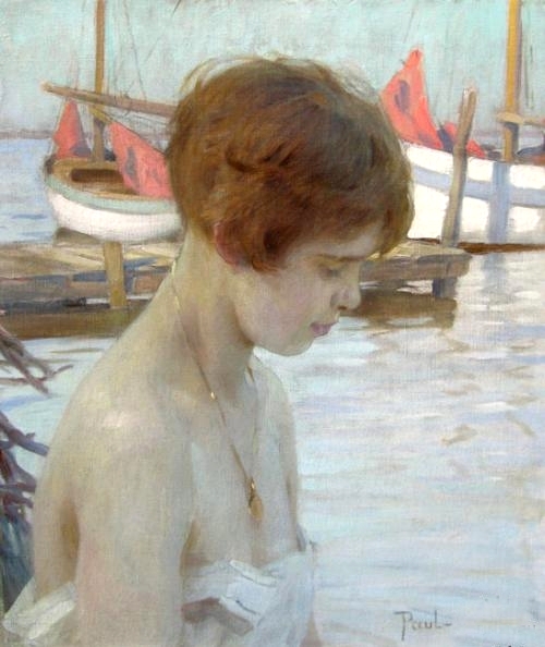 Main Product Photo of Young Girl at the Harbor  Painting by Paul Emile Chabas