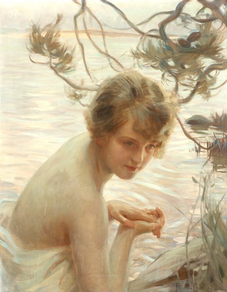 Main Product Photo of Young Lady by the Water Painting by Paul Emile Chabas