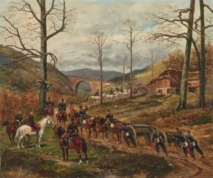 The French 90th Horse Artillery Advancing on Rezonville by Paul Emile Leon Perboyre Oil Painting