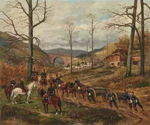 The French 90th Horse Artillery Advancing on Rezonville by Paul Emile Leon Perboyre Oil Painting
