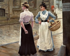 En lille passiar by Paul Fischer Oil Painting