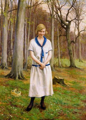 Gathering Daisies by Paul Fischer Oil Painting