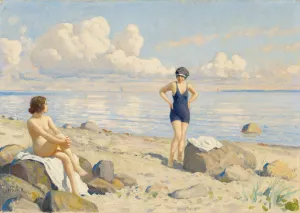 On the beach Oil painting by Paul Fischer